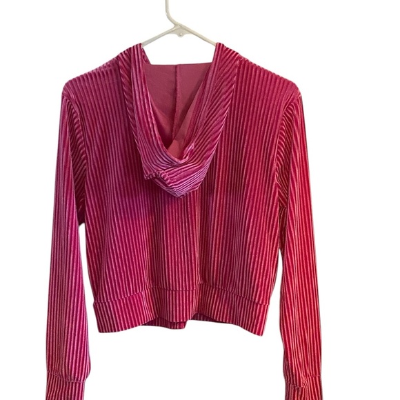 Colsie Pink Velour ribbed  Hoodie - Picture 5 of 7